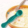 3PCS Cute Baby Learning Spoons Utensils Set Food Grade Silicone Sticky Spoon Children Cutlery Training Spoon Feeding Tableware 4