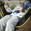 Patio Hammock Chair with Stand, Outdoor Hammock Swing Hanging Lounge Chair with Side Pocket and Headrest 3