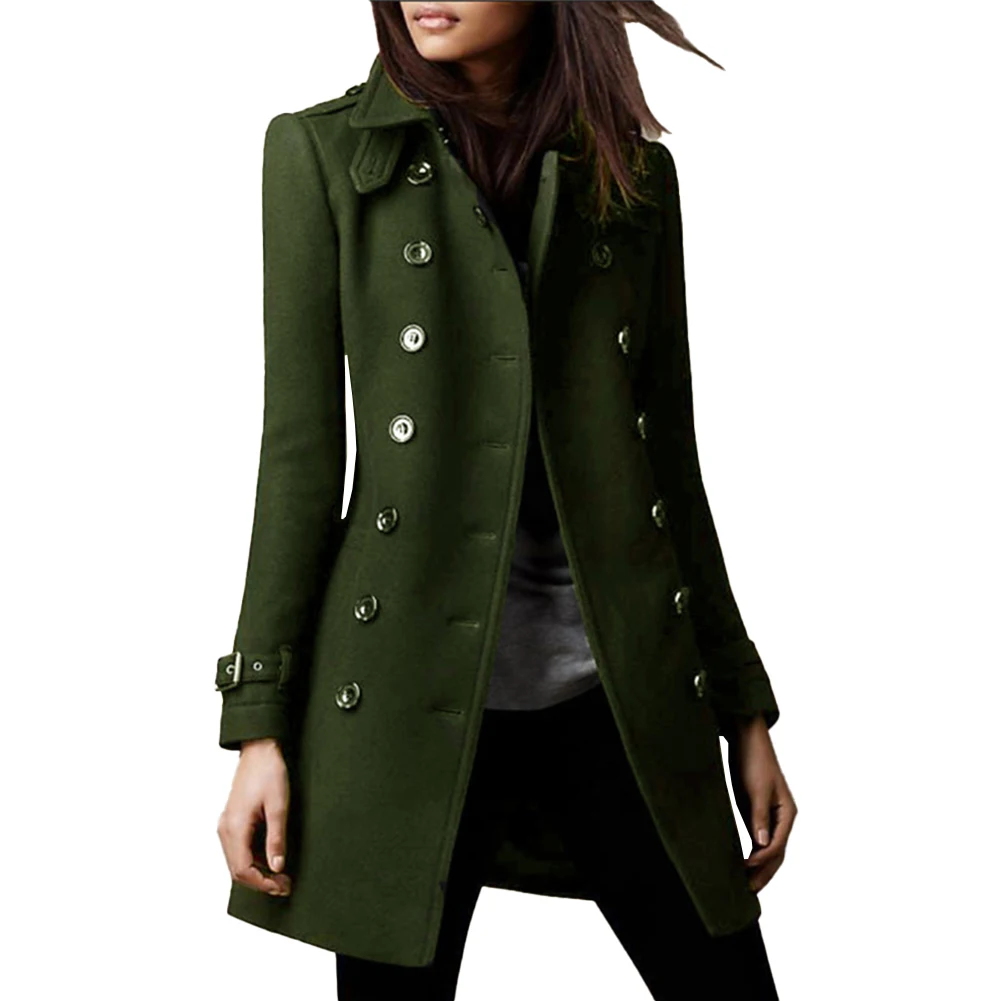 

Lapel Overcoats Overcoats Long Overcoats Parka Slimming And Slimming Solid Color Trench Warm Women Wool Breasted