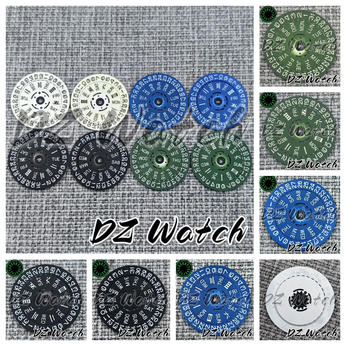 Luminous Green/Blue Date Wheel Dial for Automatic Movement Watches