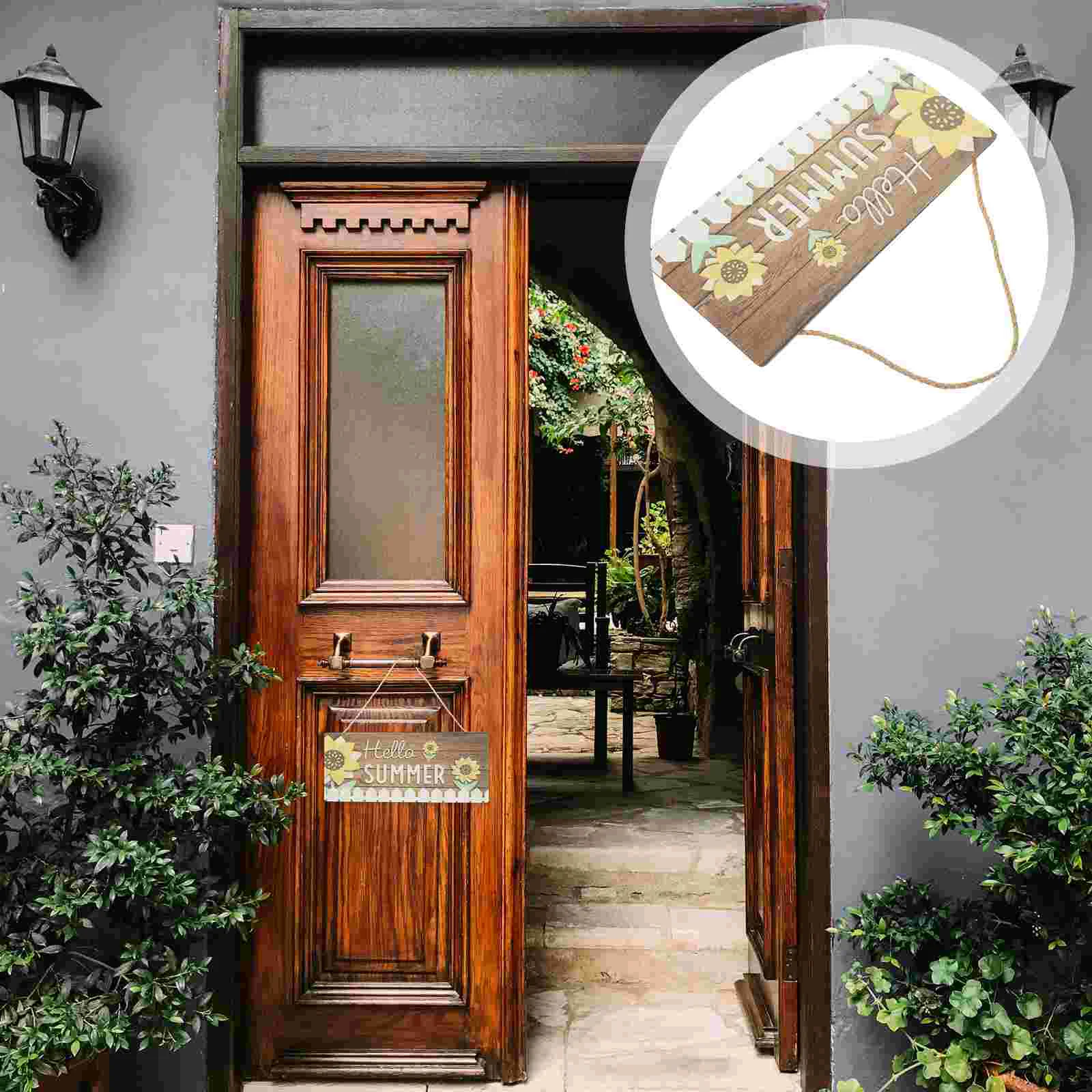 

Wooden Square Sign Door Hanging Decoration Flower Emblems Plate Home Front Household