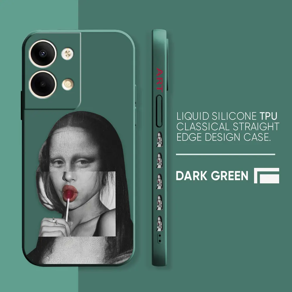 thumbnail image 1 of Case For OPPO RENO 8 7 9 6 7SE 5 4 4SE 4 3 4G 5G PRO PLUS Colour Simple Liquid Silicone Case Mona Lisa Art, 1 of 5