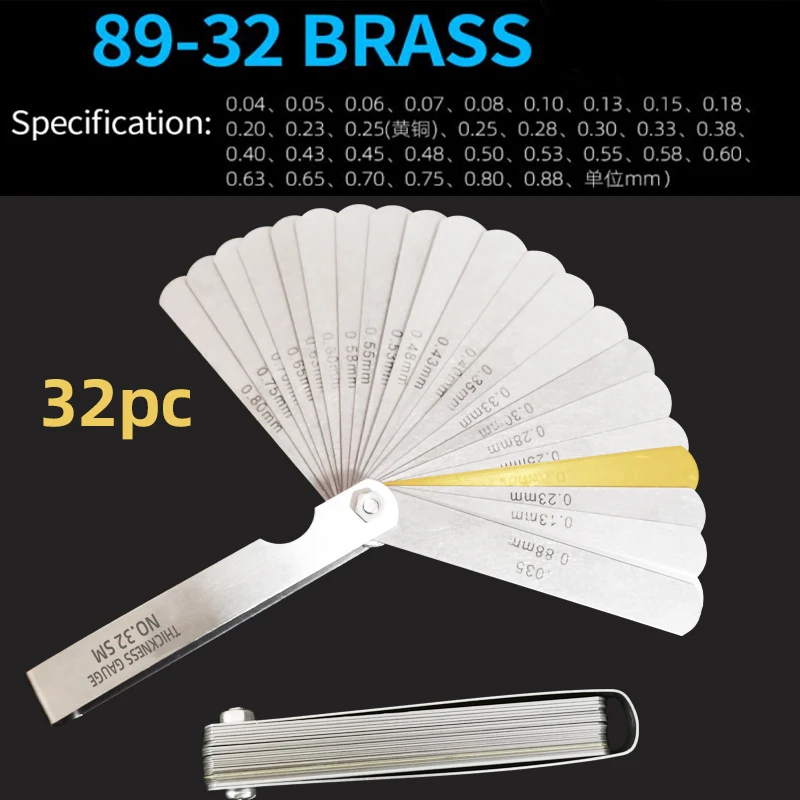 

32 Blades Metric Feeler Gauge High Precision 0.04-0.88 Thickness Gages Gap Filler Feeler Gauges Woodworking Measuring Tool