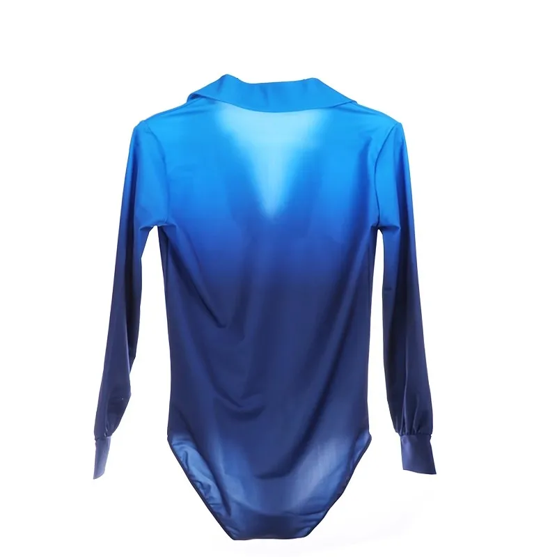 Nasinaya Boys Man Figure Skating Performance Clothing Competition Ice Skating Leotard Kids Blue Gradient