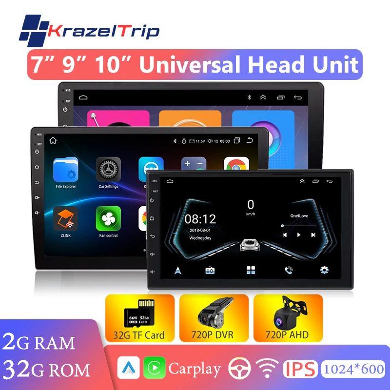 a7 전동 스피커 닛산 기아 혼다 VW 현대 도요타용 범용 카플레이, 안드로이드 멀티미디어 비디오 플레이어, GPS FM