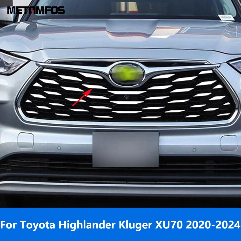 

Внешние аксессуары для Toyota Highlander Kluger XU70 2020-2023 2024, передняя решетка радиатора, отделка гоночного гриля, молдинг, наклейка