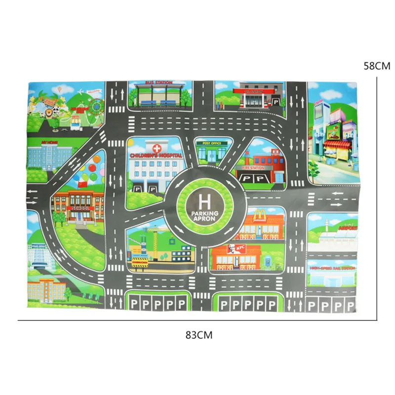 Children Traffic Car Map Road Mat Boy Girls Educational Toy Road Carpet Playmat For Baby Mats Cartoon City Rug Kids Toys Games 5