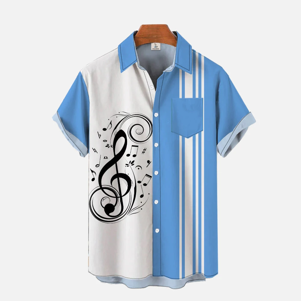 

Boutique Fresh And Wonderful Note Fashion 3D Printed Men's Short Sleeve Shirt High-endmedium Ancient Style Summer Shirts For Men