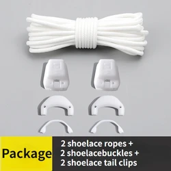Quick Lace Kit: No-Tie Round Shoelaces for Running and Tennis Shoes (White)