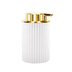 Durable Plastic Foaming Dispenser Bottle for Personal Care Products (White with gold)