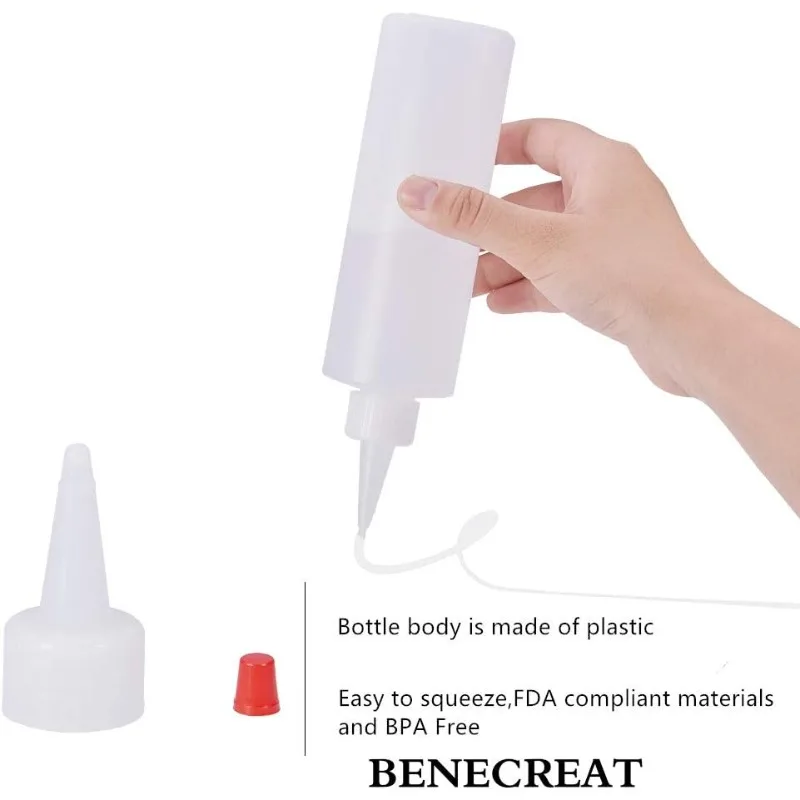 8Pack 8.5 Ounce Plastic Squeeze Dispensing Bottles with Red Tip Caps-Good For Crafts Art Glue Multi Purpose