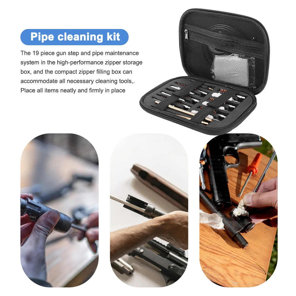 19-Piece Gun Cleaning Kit Barrel Brush 60ml Gun Oil Lubricant Universal Firearm CLP Cleaner Anti-Rust Maintenance Protectant