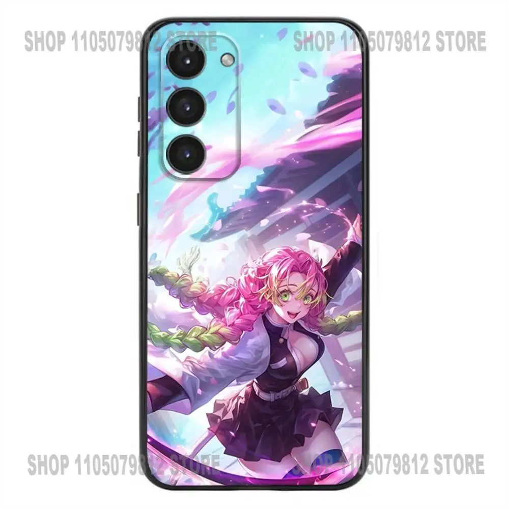 Elegant Mitsuri & Obanai Soft Silicone Black Phone Case