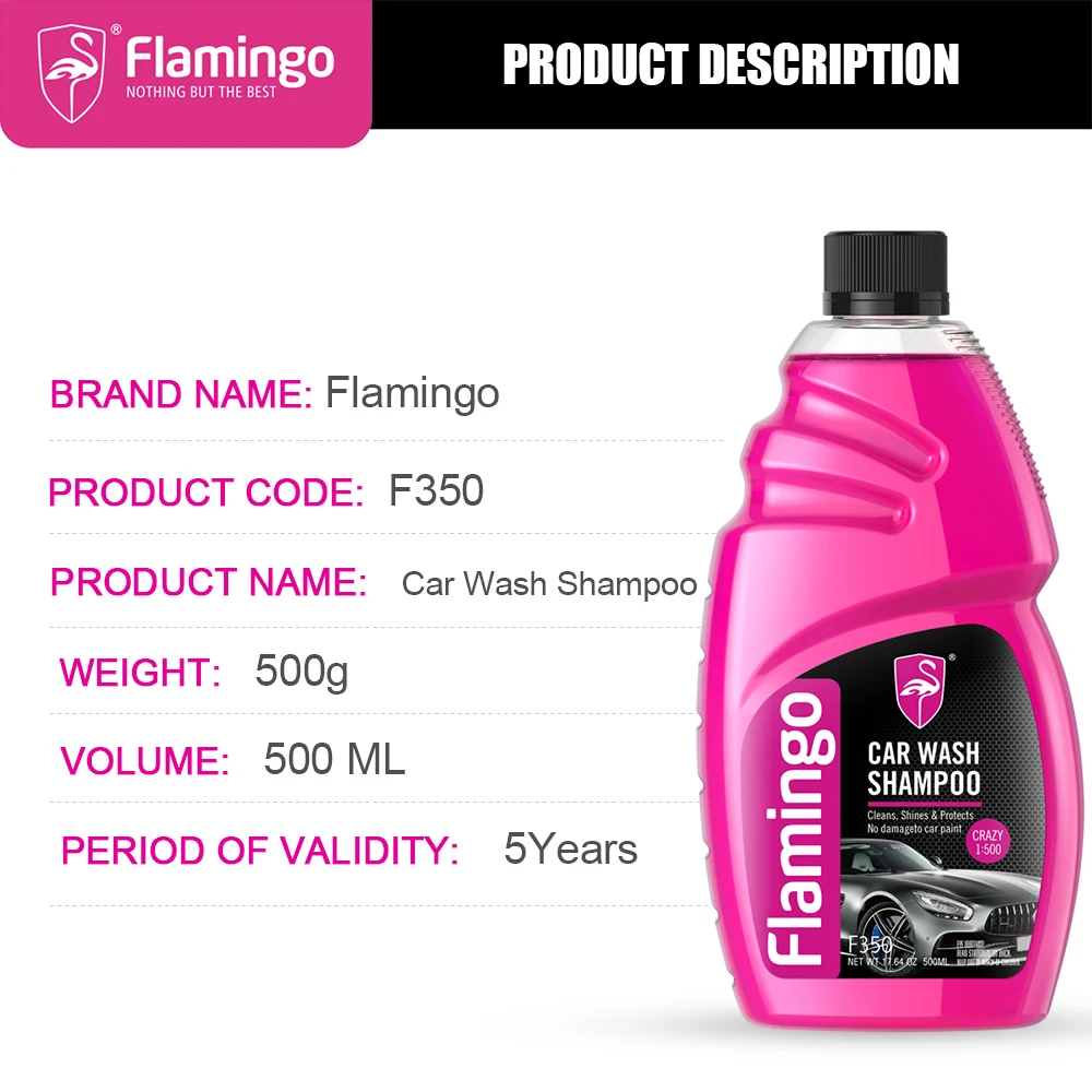 Flamingo F350 500ml Car Wash Shampoo For Hand and Machine Washing Big Volume Cleaner High Concentration Super Foam Detail car wash shampoo