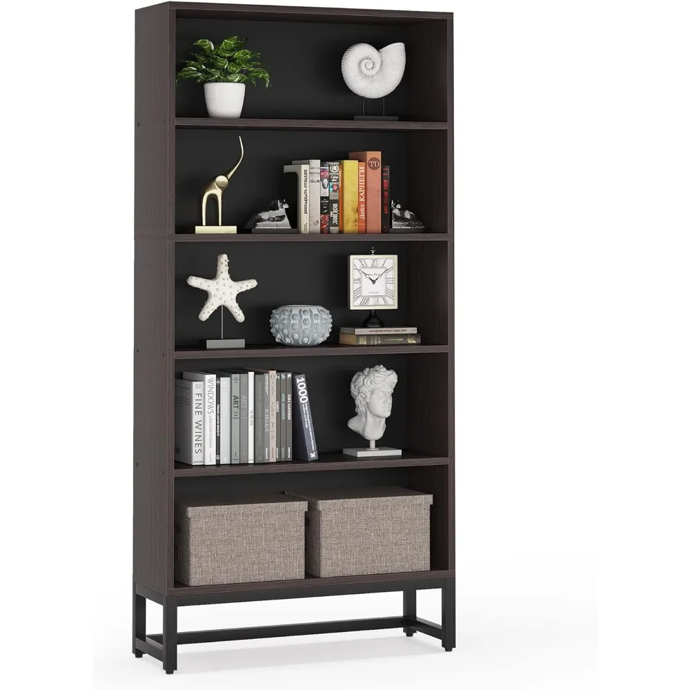 

5-Tier Storage Shelves, Heavy Duty Free-Standing Library Bookshelf, Living Room Bedroom Bookcase, Open Storage Bookcase