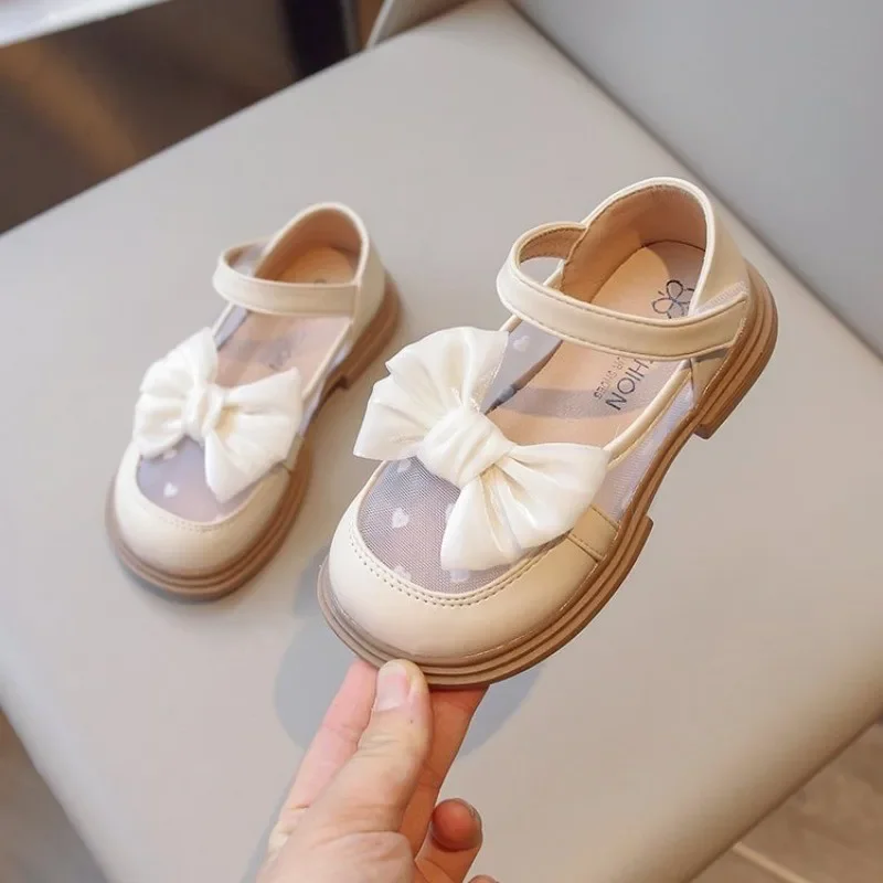 Girls Princess Shoes for Party Wedding Children Love Breatheable Lace Mesh Princess Shoes with Bow-knot Kids Performance Shoes 4