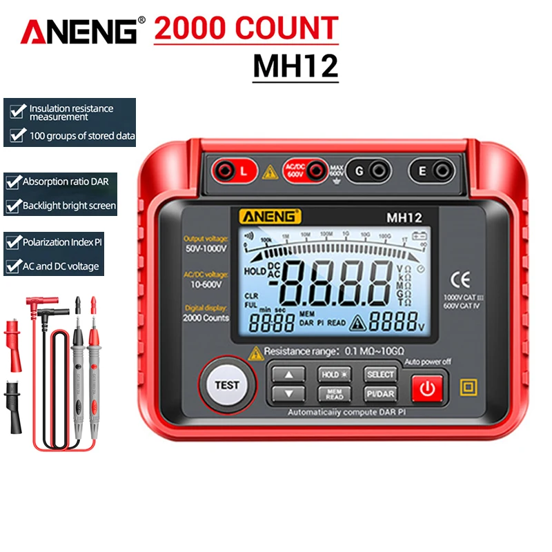 ANENG MH12 Digital Insulation Resistance Tester Earth Resistance Meters