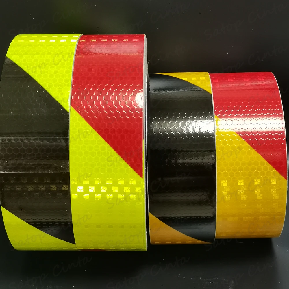 Reflective Tape Self Adhesive 2inchX33ft Yellow-Black Yellow-Red Twill Waterproof Reflector Safety Tape for Marking Area Vehicle