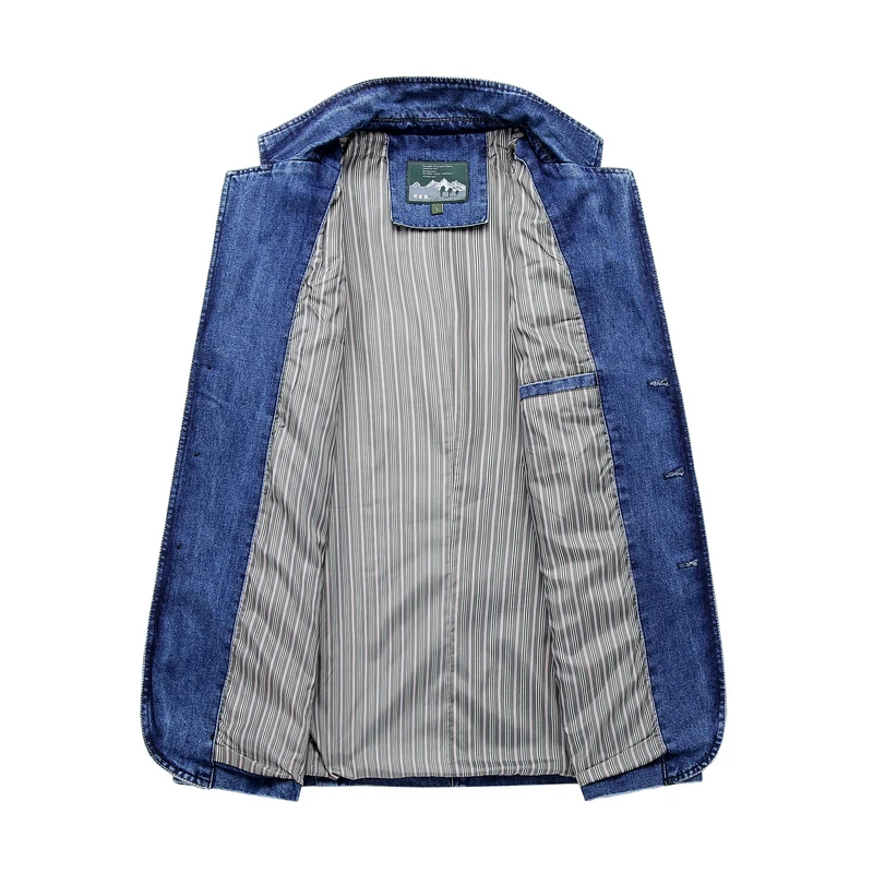Men's Denim Blazers Male Coat Oversized Spring Autumn Fashion Casual Suit Jacket Men Clothing Outerwear 4xl AGZ01
