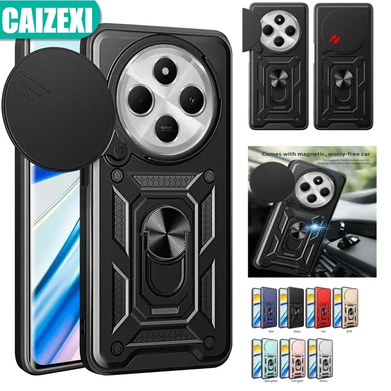 For Xiaomi Poco C75 4G Case Ring Stand Slide Camera Lens Armor Case For Poko Little C75 Pocco C75 PocoC75 4G Back Cover_voghion.com