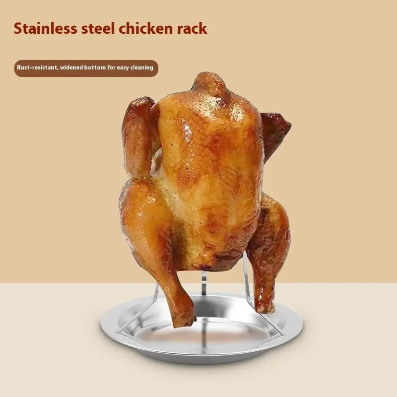 Stainless Steel Chicken Roasting Stand Turkey BBQ Roasting Rack Indoor Outdoor Chicken Holder Cooking Tool For Grill Oven Smoker