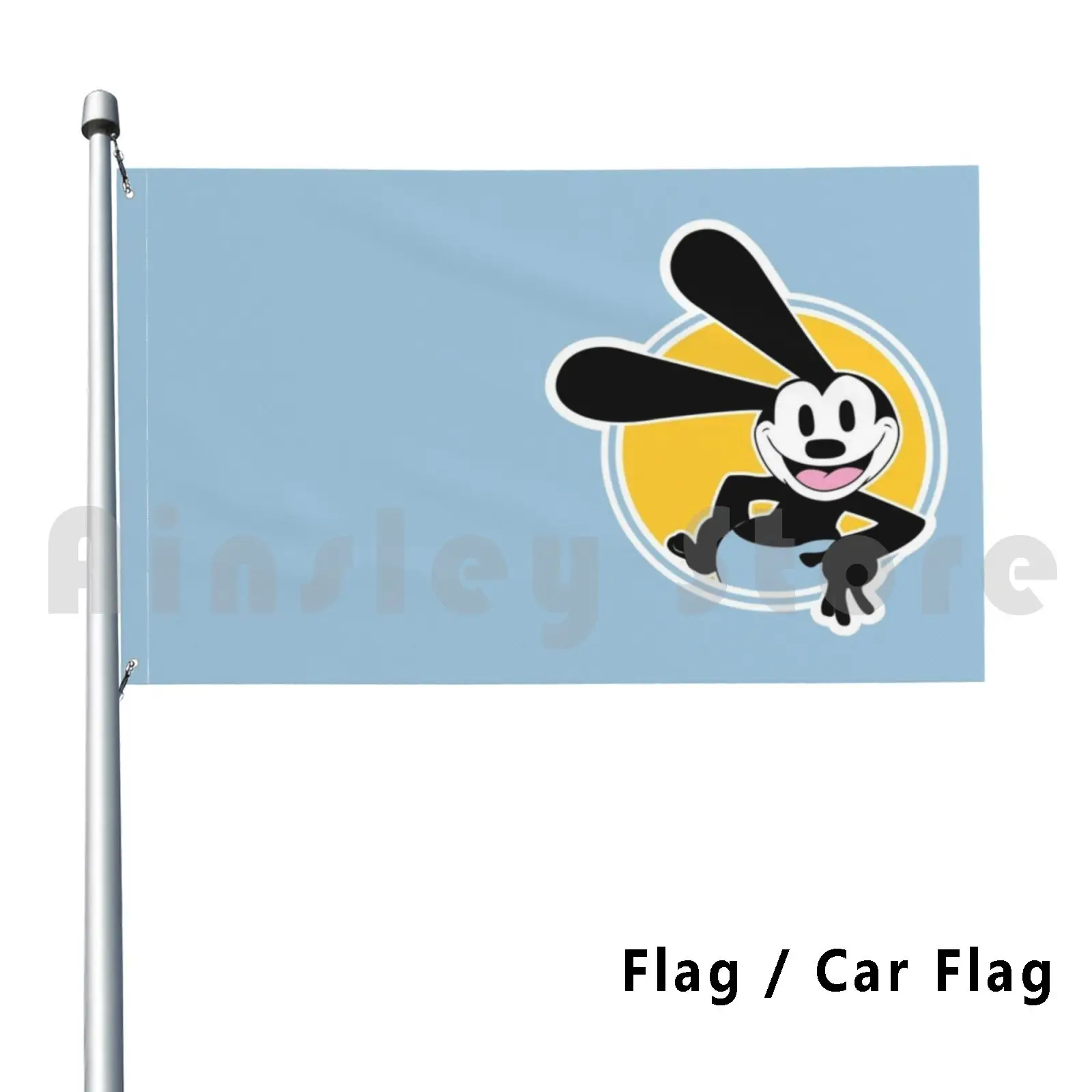 Oswald , Happy Flag Car Flag Funny Oswald Rabbit Lucky Rabbit Rabbit Bunny Animation Retro