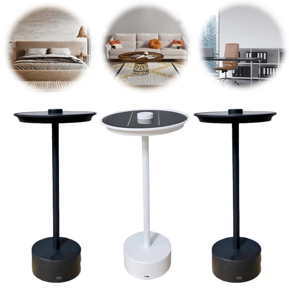 Description Picture 6 of itemSolar Powered LED Cordless Table Lamp Stepless Dimmable Metal Table Lamp 3 Gears Modern Bedside Lamp for Hotel Bar Bedroom Decor
