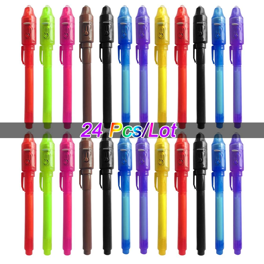 Invisible Ink Pen 24 PCS UV Light Magic Marker Secret Message Kids Party Favors Toys Gift