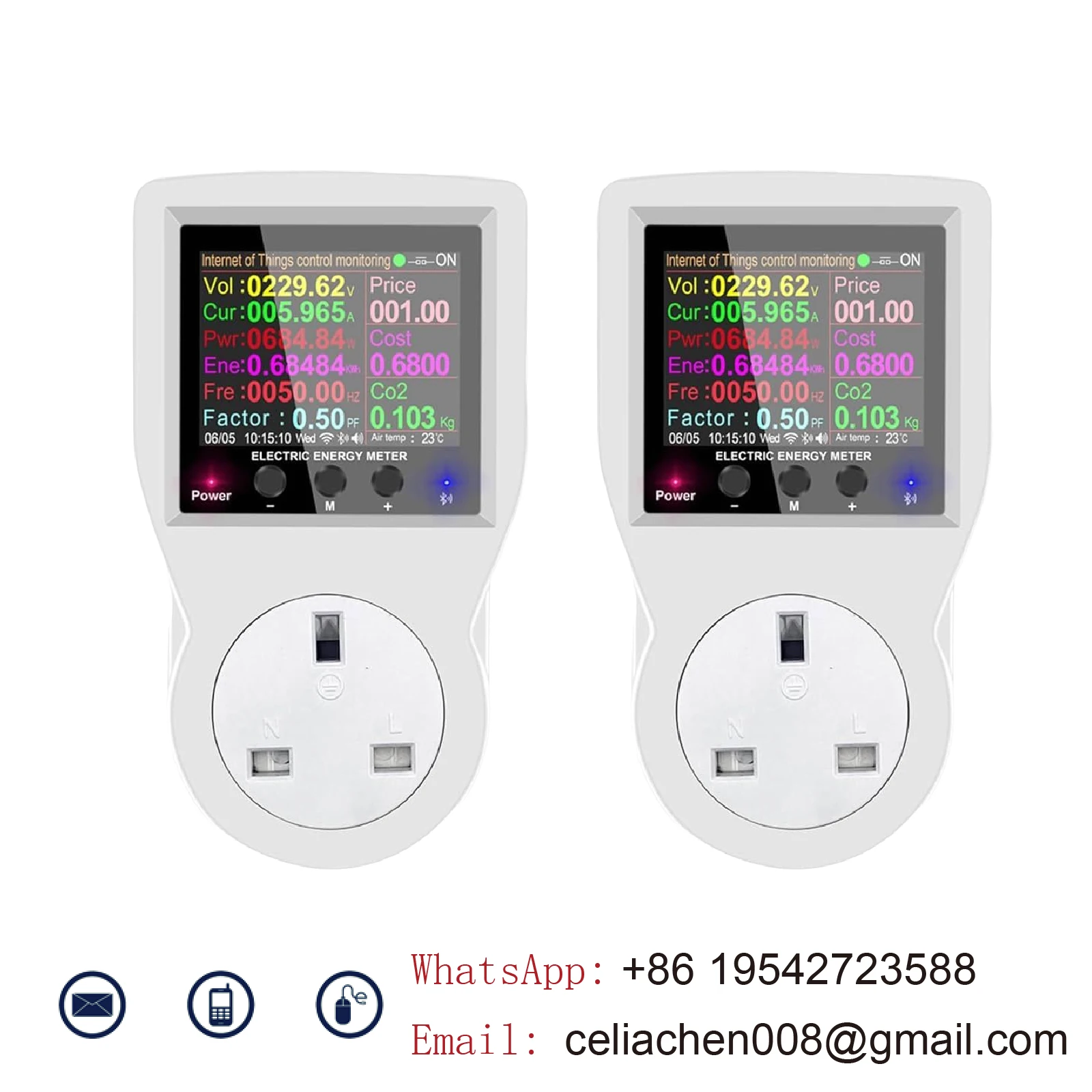 WiFi 전력 측정기 콘센트형 AC85-265V 디지털 전력계 kWh 전압 전류 소비전력 모니터링 가정 사무실 스마트홈용