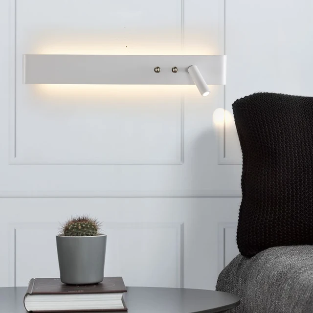 Nordic Led Bedside Wall Lamp Bedroom long backlight Sconce Modern For