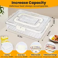 Portable Snackle Box Container  Divided Serving Tray with Lid and Handle Clear Snack Box Organizer for Fruits Candy, Snacks 2
