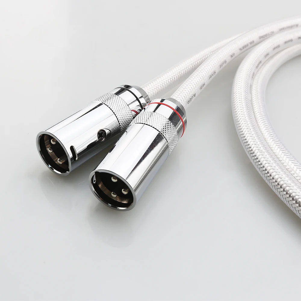 Audiocrast IC102AG 99.998% 순수 실버 XLR 케이블 HiFi 오디오 인터커넥트 솔리드 PSS 순수 실버 코어 와이어 실버 도금 플러그