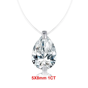 5x8mm 1CT Pear Cut Moissanite Pendant Necklace GRA Certified 925 Sterling Silver Fishing Line Choker for Women Party Jewelry 10