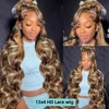 30 40 Inch 4/27 Highlight Body Wave 13x4 Human Hair Lace Frontal Wigs 250 Density Colored Ombre 13x6 HD Lace Front Wig For Women 2
