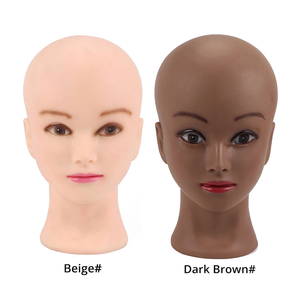 Canvas Block Head Mannequin With Adjustable Tripod Wig Stand_voghion.com