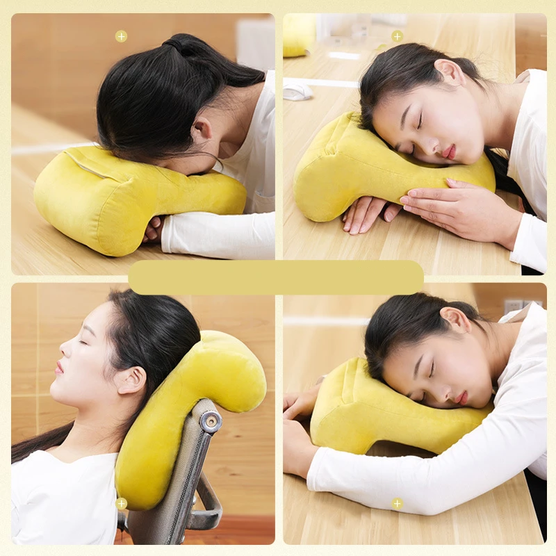 Plush Nap Pillow PP Cotton Portable Office Rest Pillow Cushion Neck Pillow for Men Women Outdoor Airplane Flight Train Sleeping