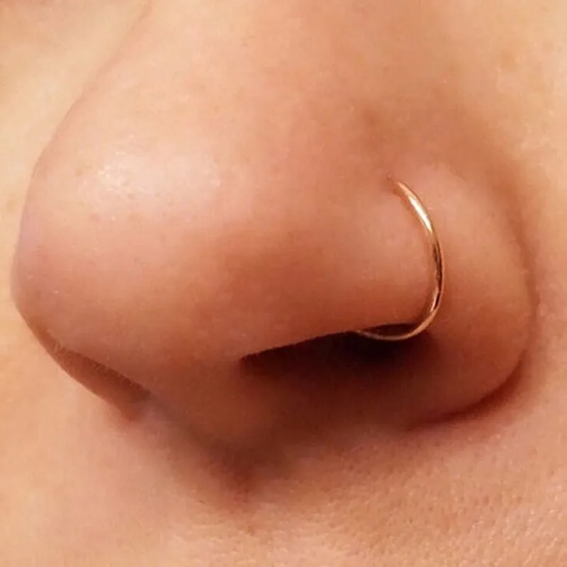 Dyknasz 15-30Pcs 22-18G Nose Rings Hoop Surgical Steel Fake Nose Ring Tragus Cartilage Helix Piercing Earring Hoops Septum Lip Ring 6-14MM for Women Men 