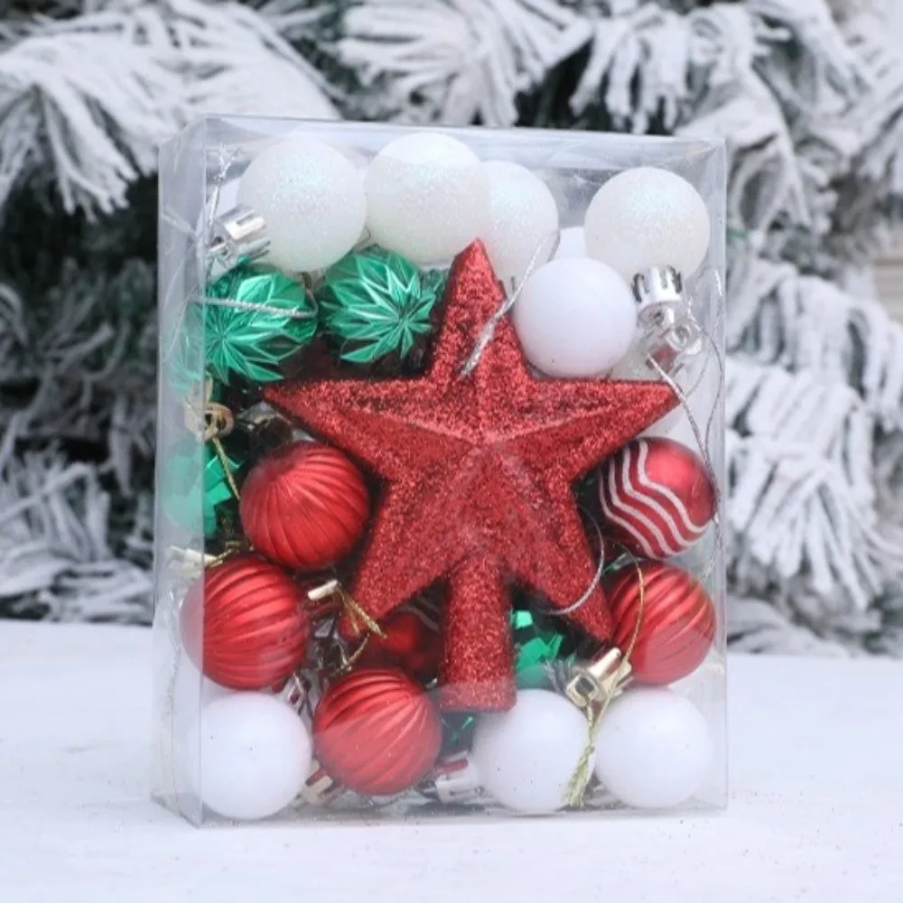 36pcs Plastic Christmas Ball Ornaments Shatterproof Glitter Christmas Tree Topper Electroplated Special-shaped Christmas Baubles