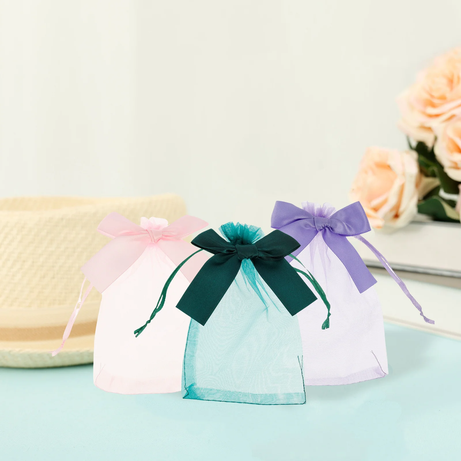 Organza Wedding Party Gift Bags Transparent Mesh Pouches
