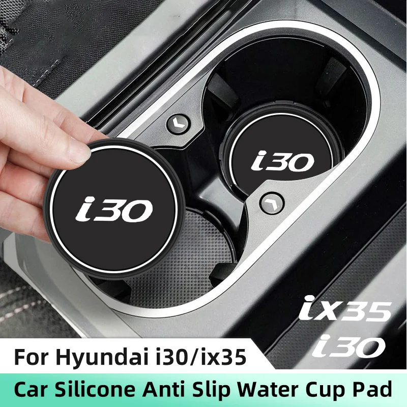 2pcs Non-slip Car Cup Holder Insert Coasters Pads for Hyundai ix35 i30 Car Bottle Holder Coaster Auto Interior Cup Mat