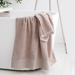 Luxurious Grey Dotted Cotton Bath Towel - Absorbent & Large (70x140cm) - 1pcs 70x140cm (DT light brown)