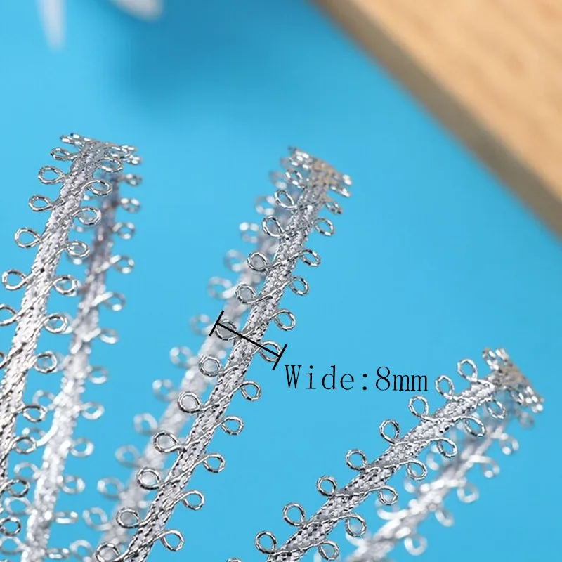 8MM Gold&Silver Trim Sewing Lace Colored Rope Braided Lace Ribbon Home Party Decoration DIY Clothes Curve Lace Accessories 2