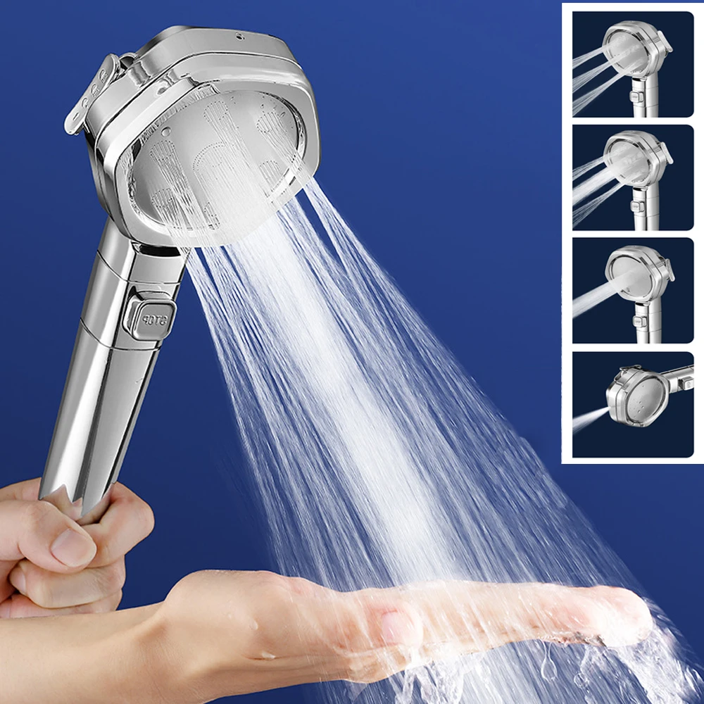 

Pressurized Shower Head 4 Modes High Pressure Water Saving Stop Button Sprayer Handheld Filter Shower Head Bathroom Accessories