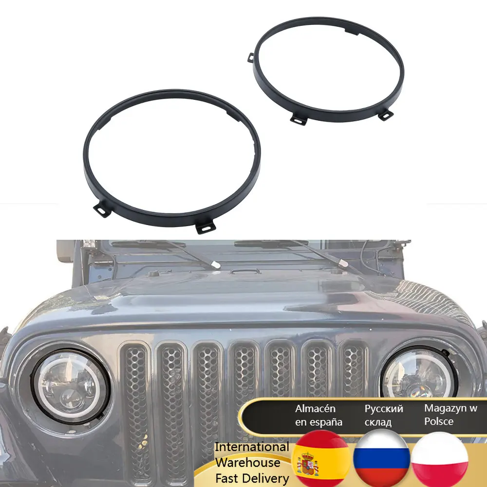 1 Pair Black Round Headlamp 7" Inch Headlight Mounting Ring Trim