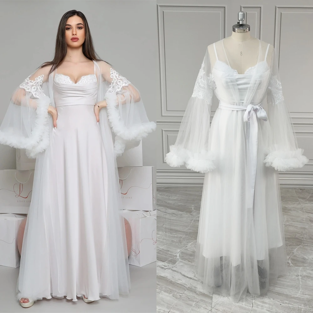 

Настоящие фотографии, элегантное платье с оборками на рукавах и блестками, аппликация, свадебное платье для невесты, платье для душа, Женское ночное платье, 2024