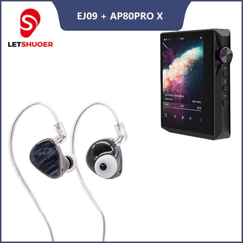 

Letshuoer Ej09 HIFI IEMs In-Ear Wired Headphones 9-Drivers Monitor + Hidizs AP80 PRO-X Portable Lossless DAC MP3 Music Player