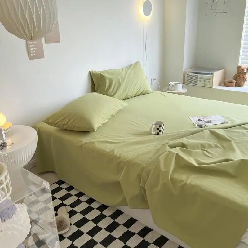 Solid Simple Sheets Household Bedroom Universal Skin-friendly Bedcover Washable Adults Students Bedding Thicken King Queen Size 2