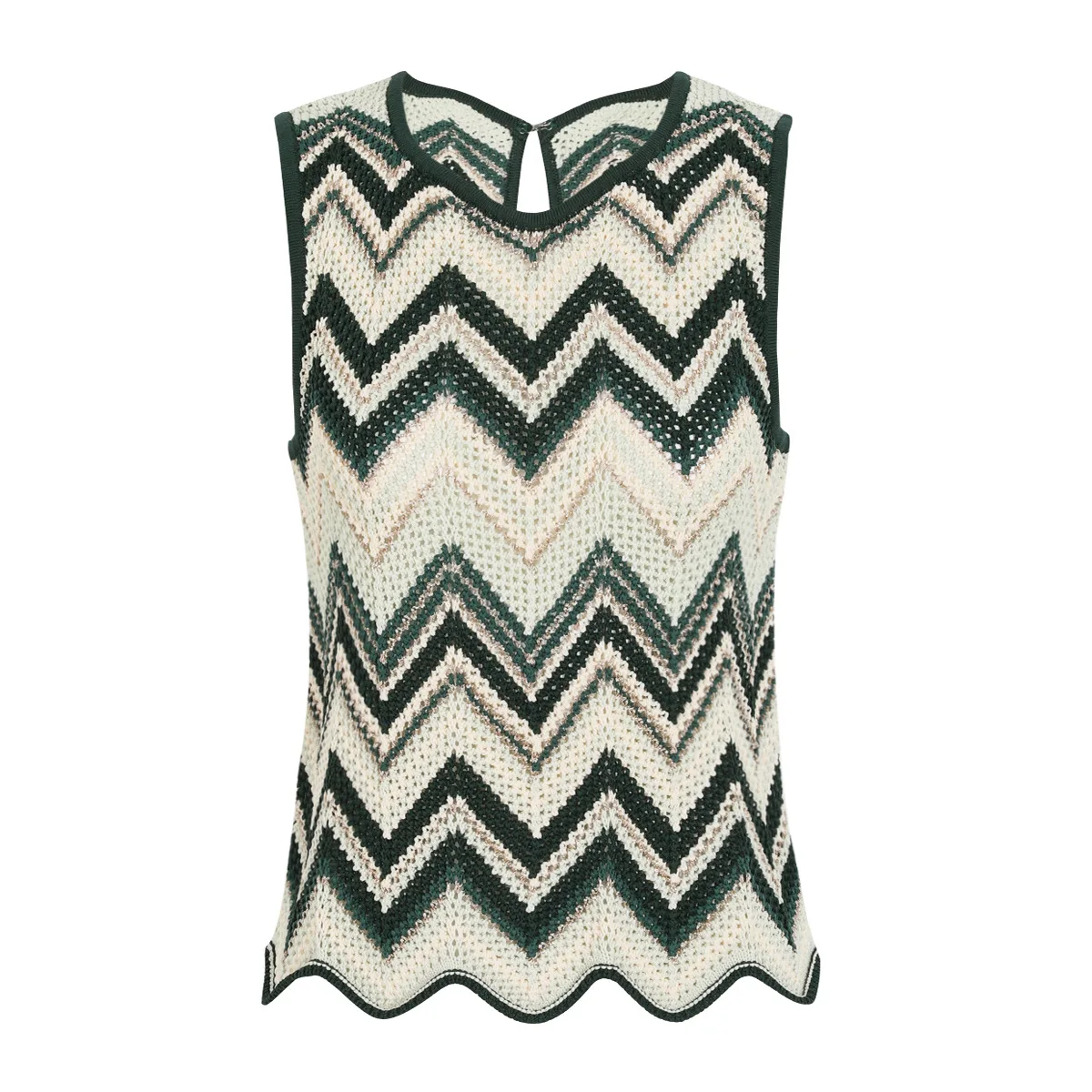 ZJYT Summer New Women's Sleeveless Knitted Tops Pullover Vest Striped Fashion Retro Casual Beach Holiday Long Pants Knitwears 4