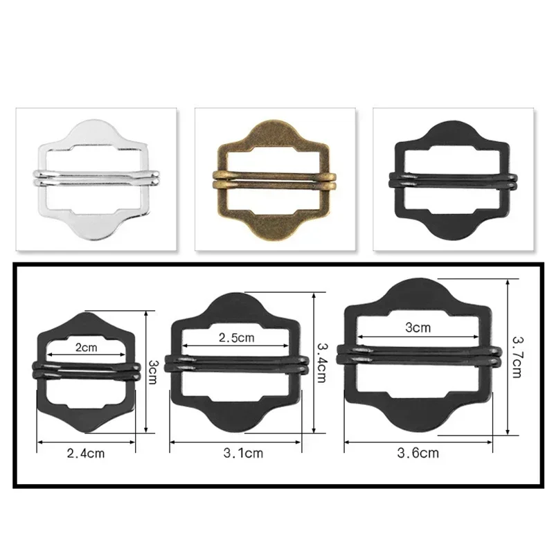 4PCS Metal Double Pin Slider Hook Webbing Adjustment Clasps