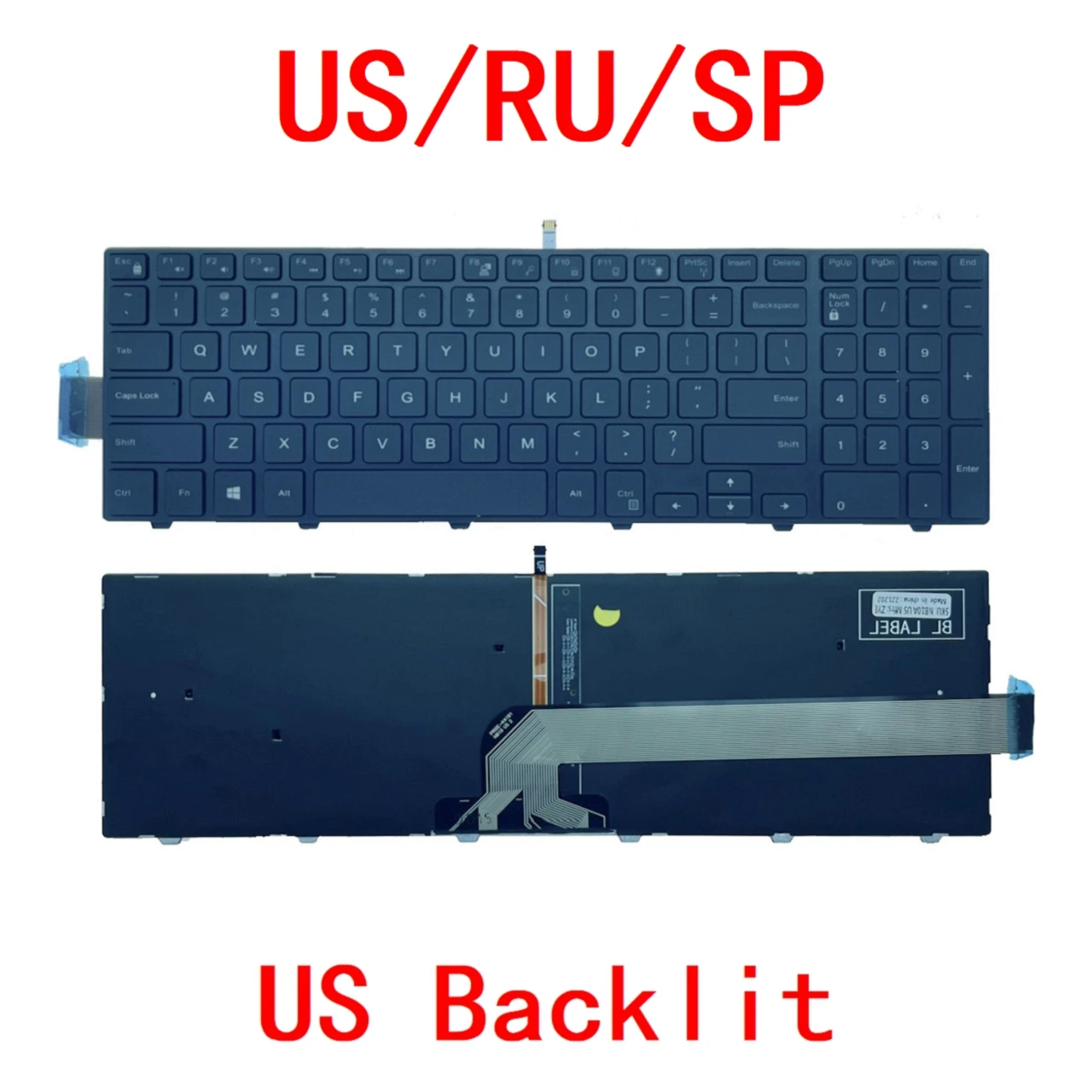 Teclado Retroiluminado para Dell Inspiron 15 3000 5000 3541 3542 3543 5542 3550 5545 5547 3551 3552 3559 3565 3567 3551 3558 5